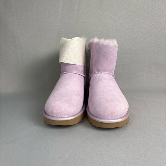New Women's Sz 8 UGG Boots Bailey Bow Metallic LRFG Lavendar Fog Sold Out Rare! - Picture 3 of 12